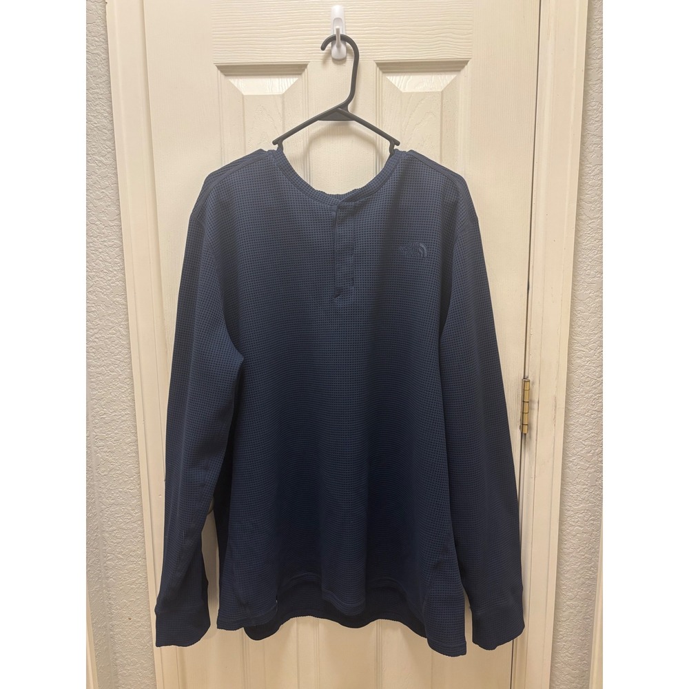 The North Face Mens XXL Navy Blue Waffle Knit Henley Long Sleeve Thermal Shirt